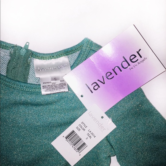 LAVENDER US ANGELS Gold & Teal Party Dress-Size 5 - Picture 4 of 5